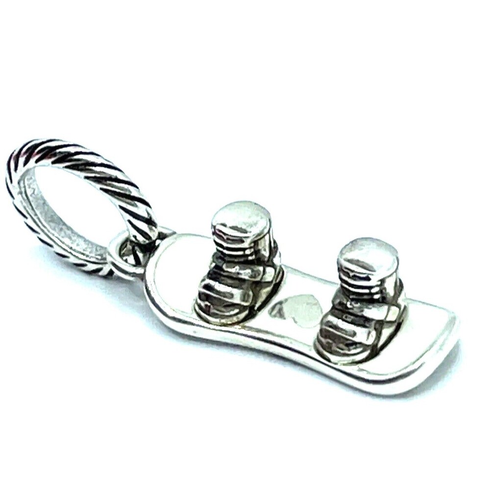 Brighton Snowboard White Snowflake Holiday Winter Snow Hearts Silver Charm NWOT